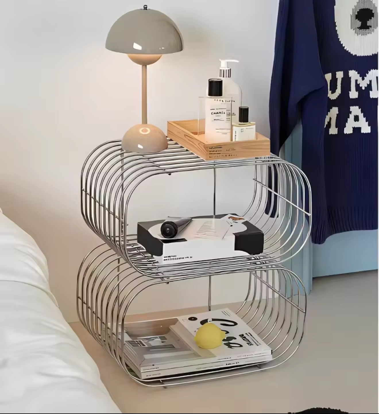 Office Furniture Plan - Metal Wall Shelf, Oval Floating Storage