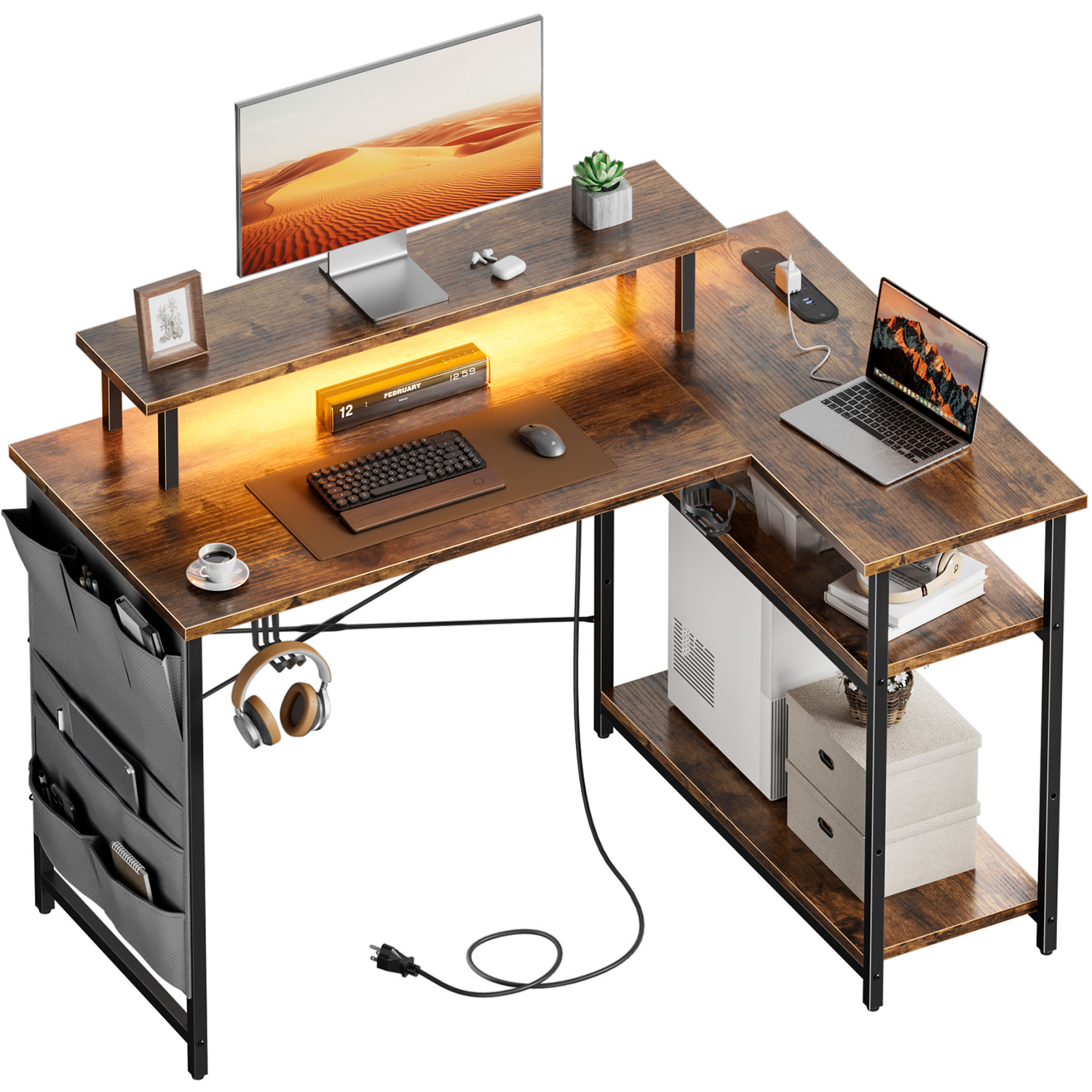 L-Shaped Computer Desk, Featur - Office Furniture Plan ulasan dan harga